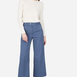 EVERLANE Wide Leg Crop Blue Pants
